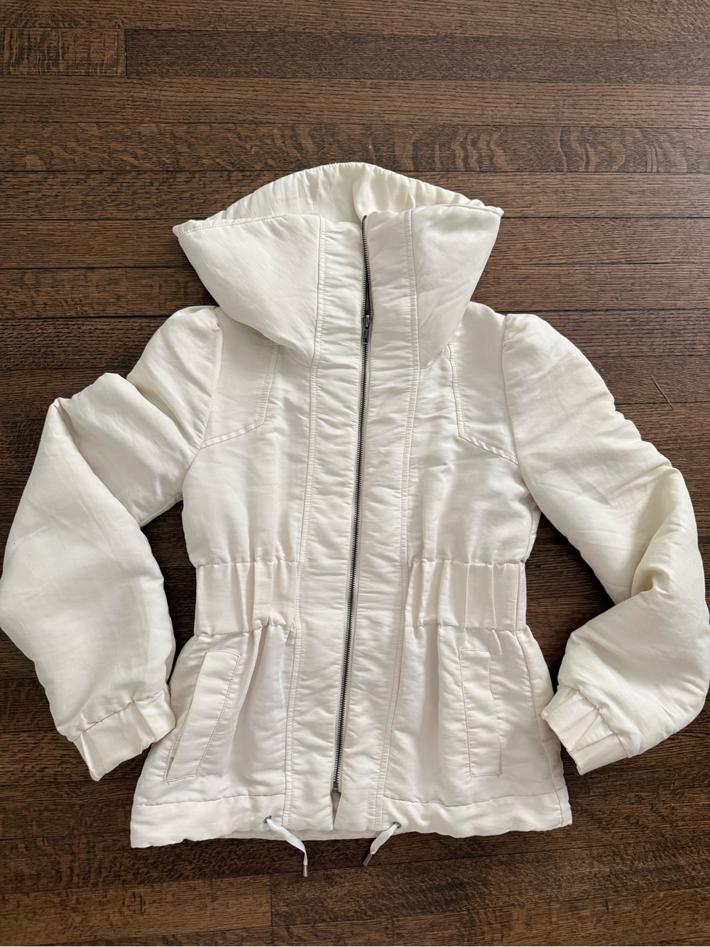 French Connection Cream High-Collar Puffer Jacket